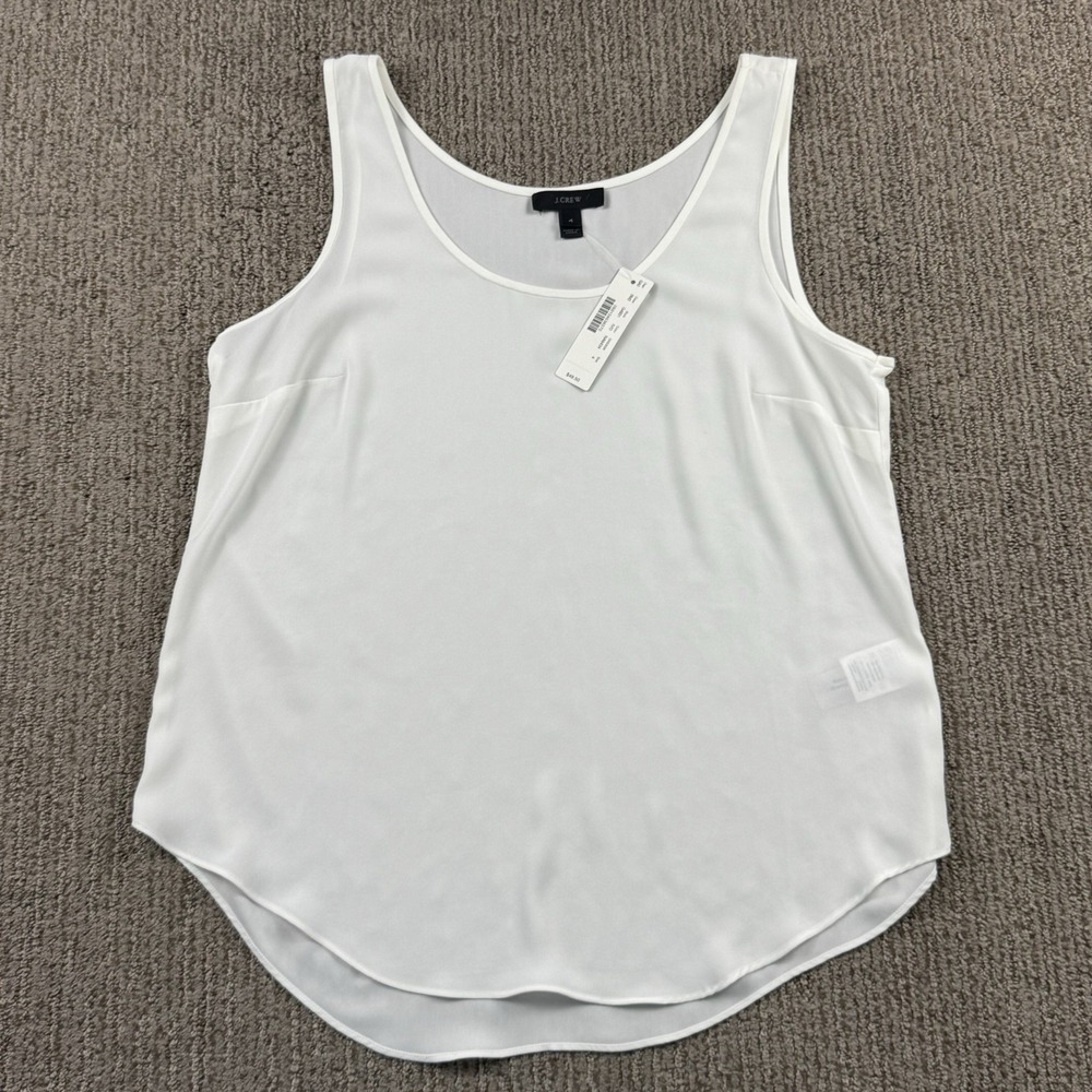J Crew Womens 4 Chiffon Tank Top Drapy Sheer Dress Ivory Preppy Quiet Luxury